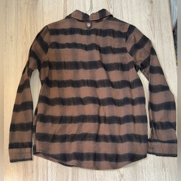 BKE Brown and Black Striped Shirt button up top button down - Picture 2 of 3